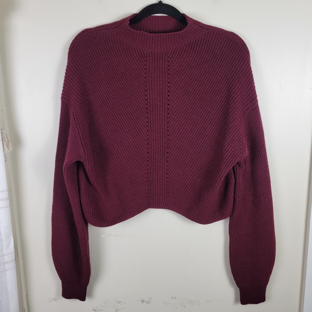 Le Ore Lodi Pointelle Knit Pullover Ruby Red Swea… - image 4